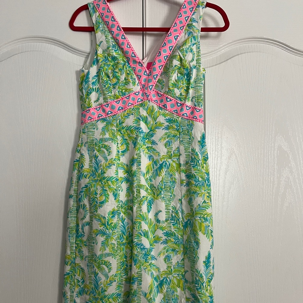 Lilly Pulitzer Pink-Trim Tropical Leaf Mini Dress